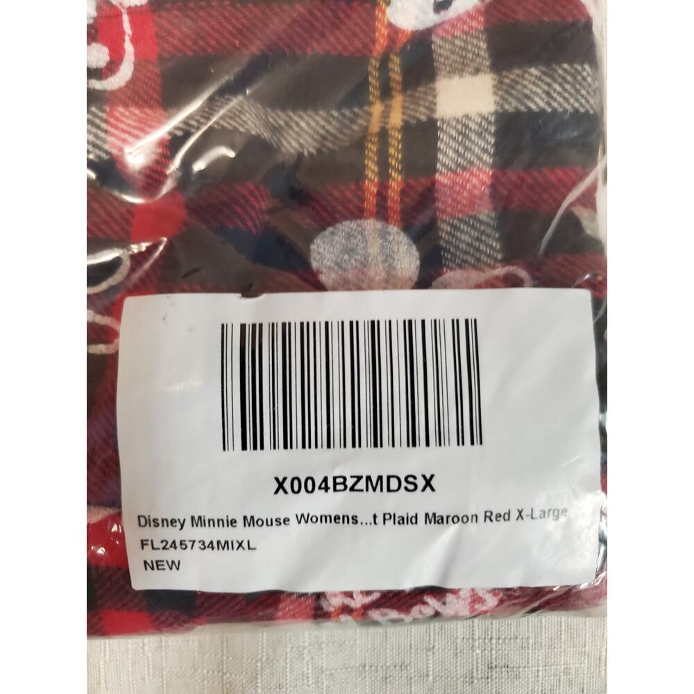 Disney Minnie Mouse Womens Pleated Skirt XL X-Large Maroon Red Plaid - Picture 3 of 3